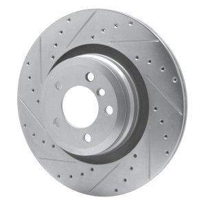 BMW ALPINA B7 Brake Rotor (1) - Rear Left - R1 Concepts - Drilled & Slotted - Silver - `07-`08